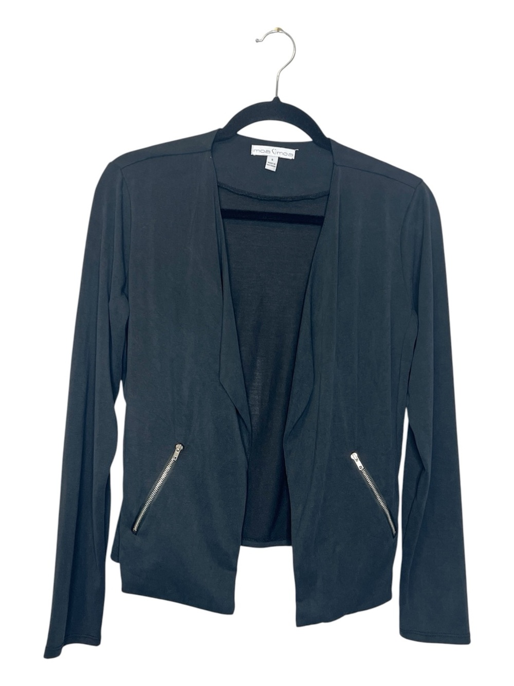 Moa Moa Dark Gray Open Front Lightweight Jacket with Zip pockets size Small
